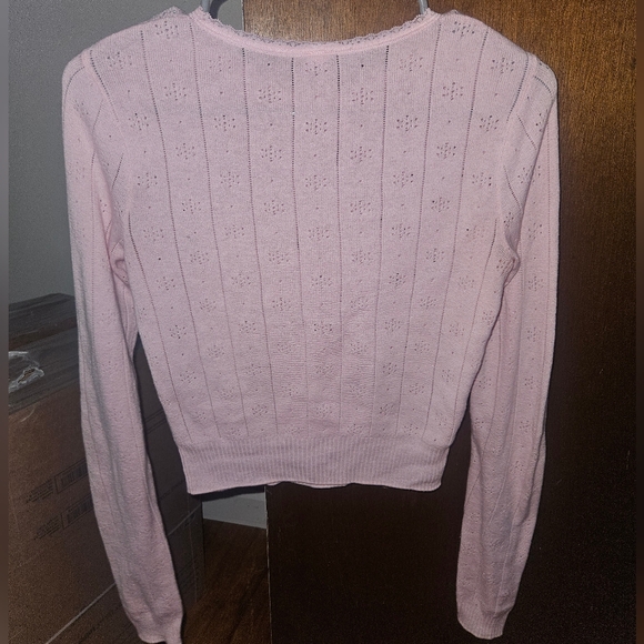 SKIMS Sweaters - SKIMS Pink Pointelle Knit Long Sleeve Top Size Small